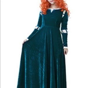 Halloween Merida adult or Renaissance dress. Blue velvet, floor length, S w/belt